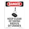 Signmission OSHA Sign, Keep Clear Swing Radius Cranes Bilingual, 5in X 3.5in Decal, 3.5" W, 5" L, Spanish OS-DS-D-35-VS-1382 - alternate 1